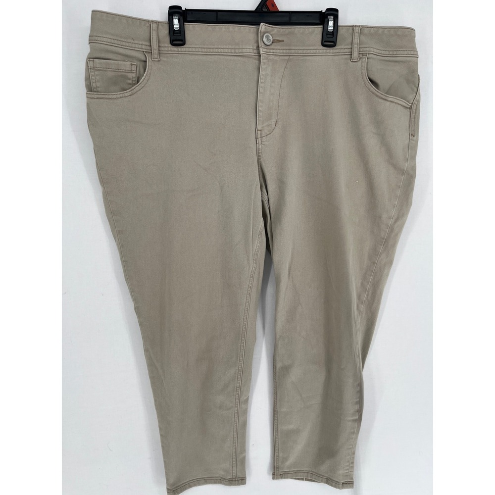 Lane Bryant Genie Fit Ankle Jeans Women 24 Khaki Tan Stretch Denim Pants